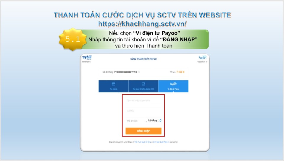 Cách thanh toán cước internet SCTV