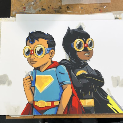 New York Comic Con 2017 Exclusive Batman & Superman “Martha’s Boys” Screen Print by Hebru Brantley