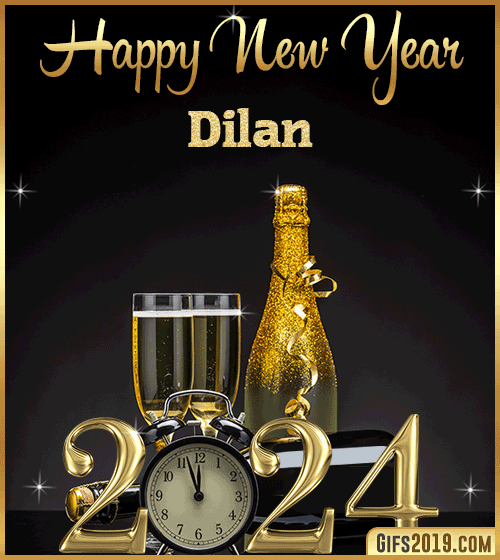 Champagne Bottles Glasses New Year 2024 gif for Dilan