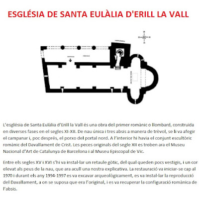 Ruta del Romànic de la Vall de Boí; informació del plafó informatiu de l'Església de Santa Eulàlia d'Erill la Vall