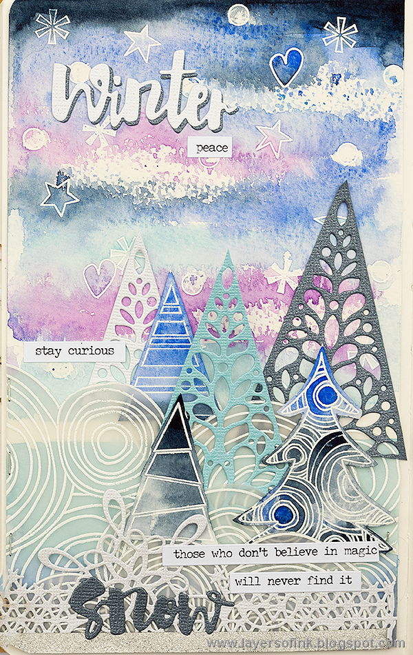 Layers of ink - SSS Believe in the Season Blog Hop. Winter Journal Page tutorial by Anna-Karin.