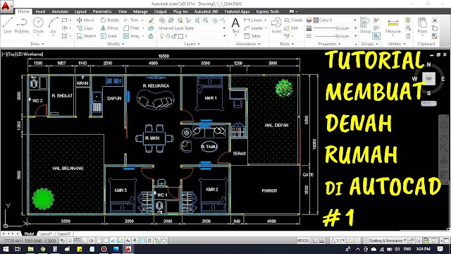 denah rumah di autocad