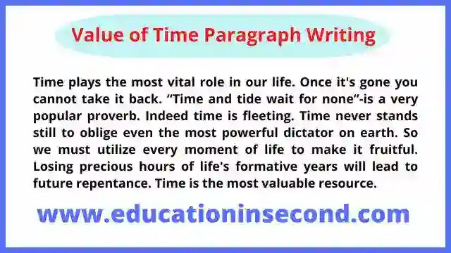 Value of Time Paragraph Writing