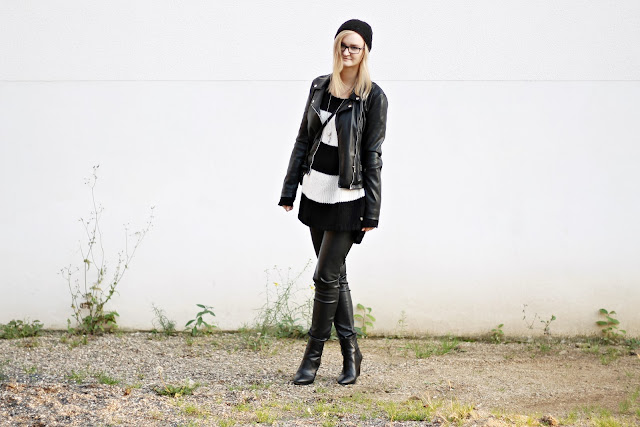 black and white minimal autumn outfit