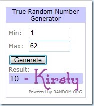 Giveaway winner