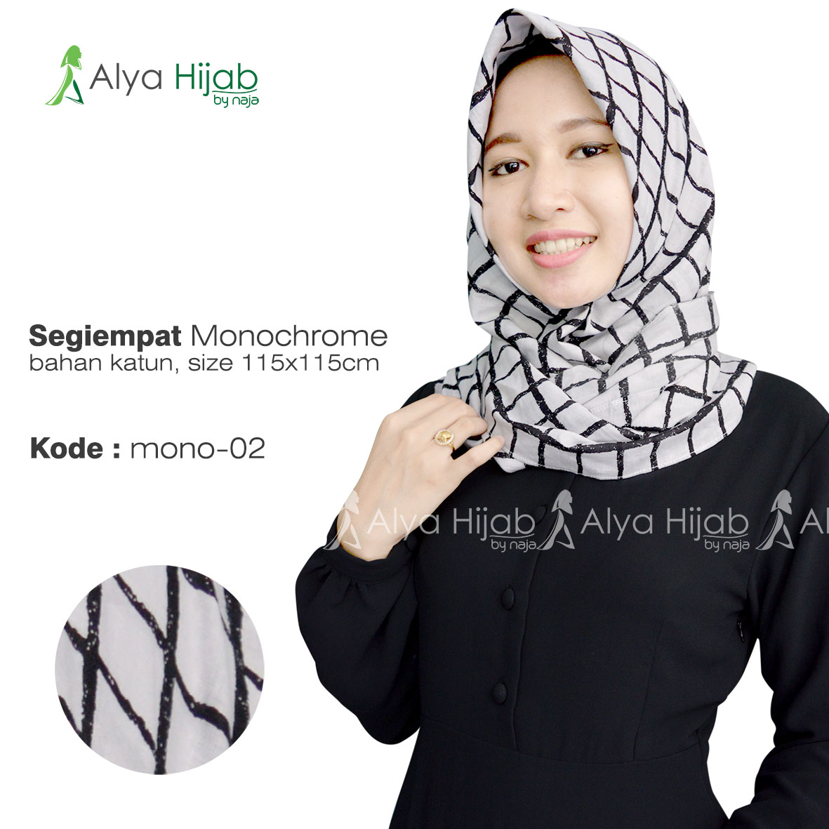 90 Gambar Terbaru Tutorial Hijab Segi Empat Monocrom Untuk Lebaran