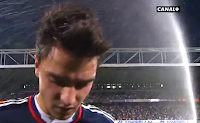 Clement Grenier soaked by sprinklers