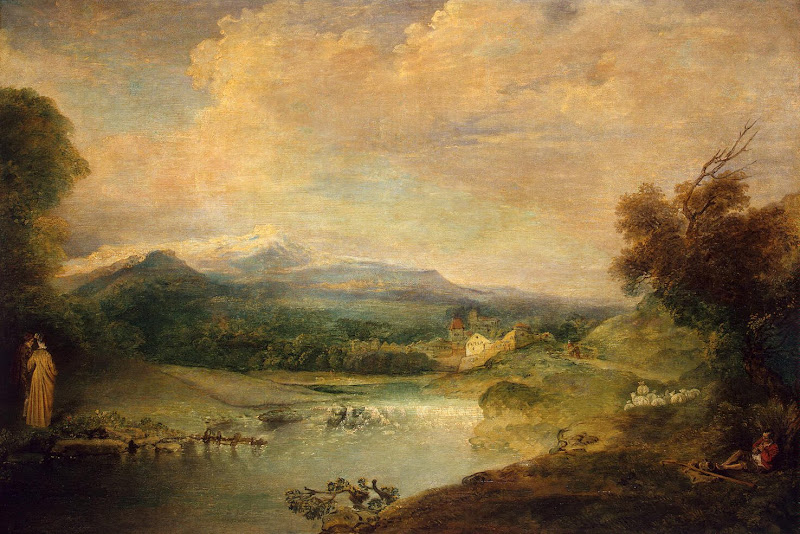Landscape with a Waterfall by Antoine Watteau - Landscape Paintings from Hermitage Museum