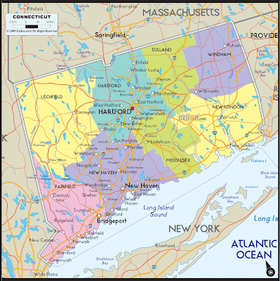 Connecticut County Map Area