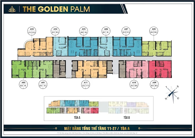 Mặt bằng thiết kế tầng 11-27 tòa A - The Golden Palm