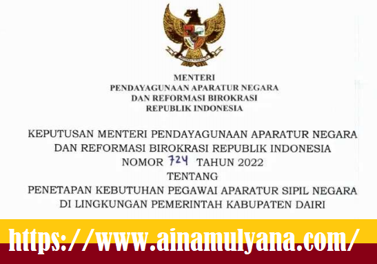 Rincian Formasi Kebutuhan ASN PPPK Kabupaten Dairi Provinsi Sumatra Utara Tahun 2022