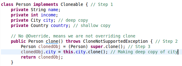 Java Cloning (Shallow Cloning, Deep Cloning)Example