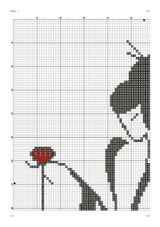 Geisha black and white cross stitch pattern