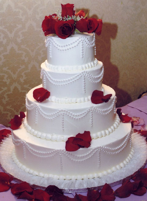 Wedding Cake Decorated With Pearls