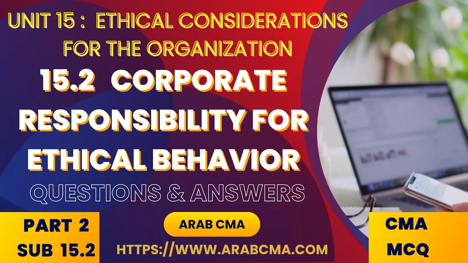 CMA PART 2 MCQ , subunit 15.1 : Corporate Ethical Legislation