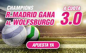 wanabet cuota 3 a la victoria del Real Madrid al Wolfsburgo 6-4