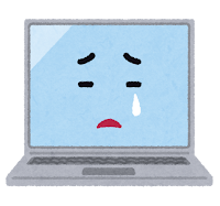 ノートパソコンのキャラクター（泣いた顔）