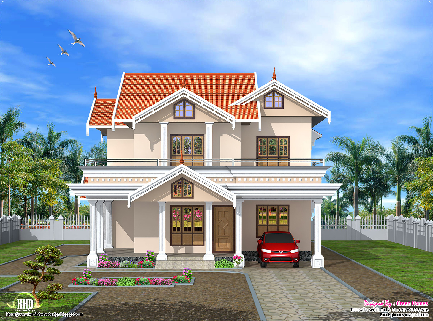 Cute Kerala home design in 2750 sq feet House Design Plans