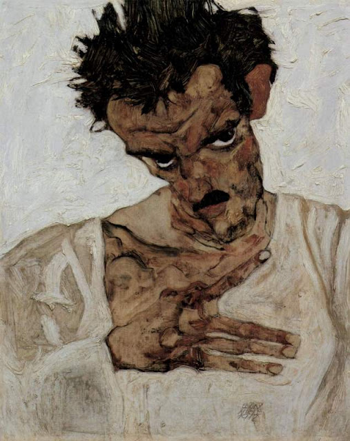 Egon Schiele, 'Self-Portrait with Lowered Head' (1912)