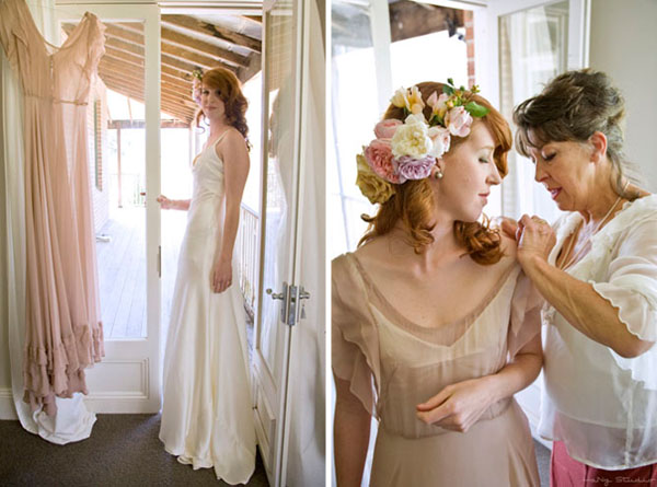 pale pink dress and the flowers in the hair oh gosh so good