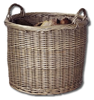 log basket, filled with wood