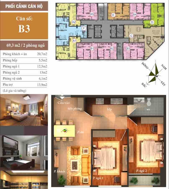 Thiết kế căn hộ B3 chung cư CT12 Văn Phú