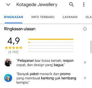 rating Kotagede Jewellery di Google