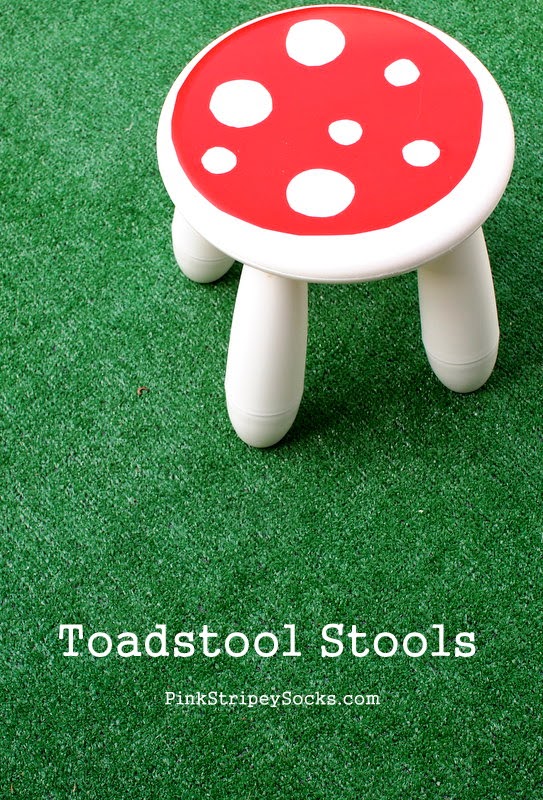 Super easy tutorial for turning an Ikea stool into a cute DIY Toadstool stool!