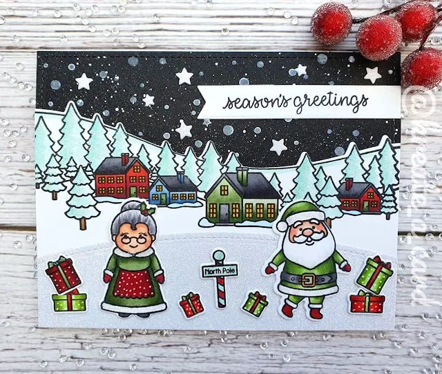 Sunny Studio Stamps: North Pole Winter Scenes Customer Card by Becky