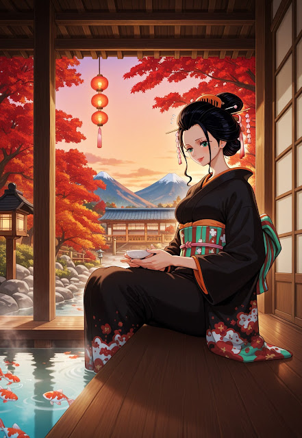 Nico Robin geisha ngắm cảnh mùa thua Nhật Bản 10