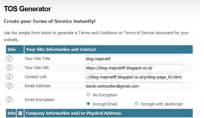 Cara Cepat Membuat Term Of Service Untuk Blog