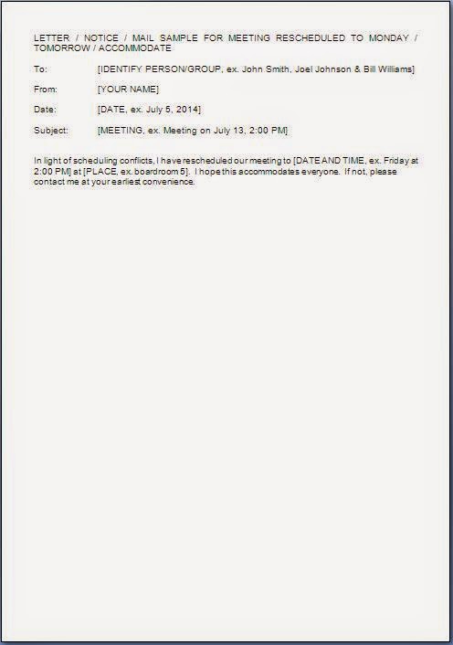 w 9 letter example request Email Format Meeting Postponed