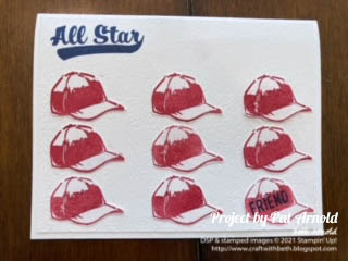 Craft with Beth: Stampin' Up! Second Sunday Sketches 025 card sketch challenge with measurements Pat Arnold friendship baseball hat cap card Paper Pumpkin Kit alternative card