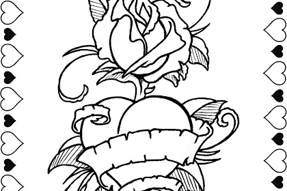 48+ Coloring Pages For Adults Roses And Hearts PNG
