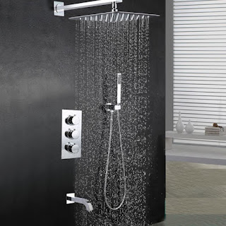  Verona Wall Mounted Chrome Finish Shower Set With Hand Held Shower And Triple Handle Mixer