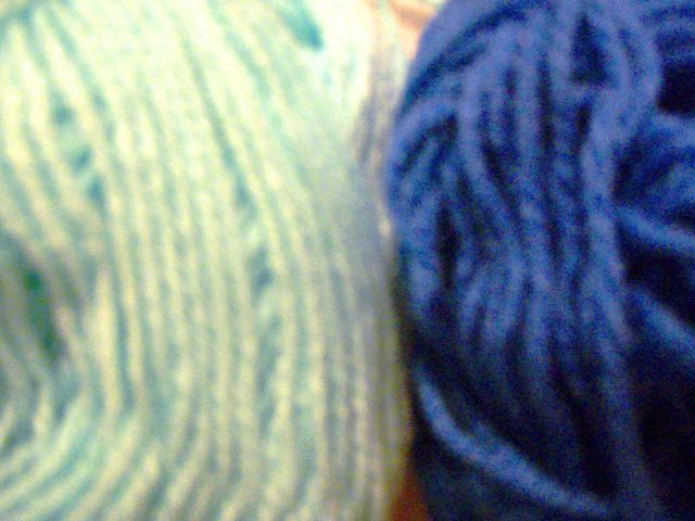 light and medium blue yarn