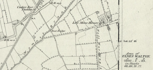 1848 OS Map Showing Low Moss House in Ulnes Walton
