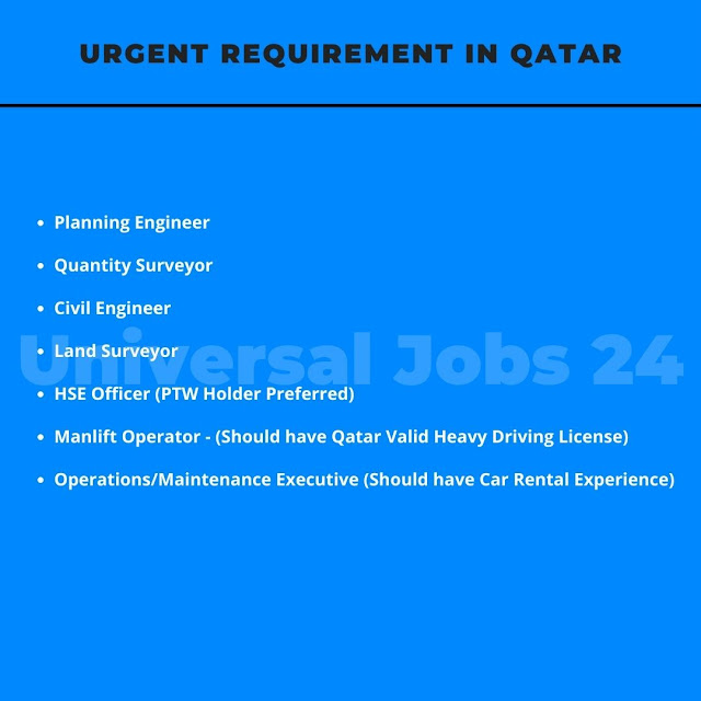 Urgent Requirement in Qatar