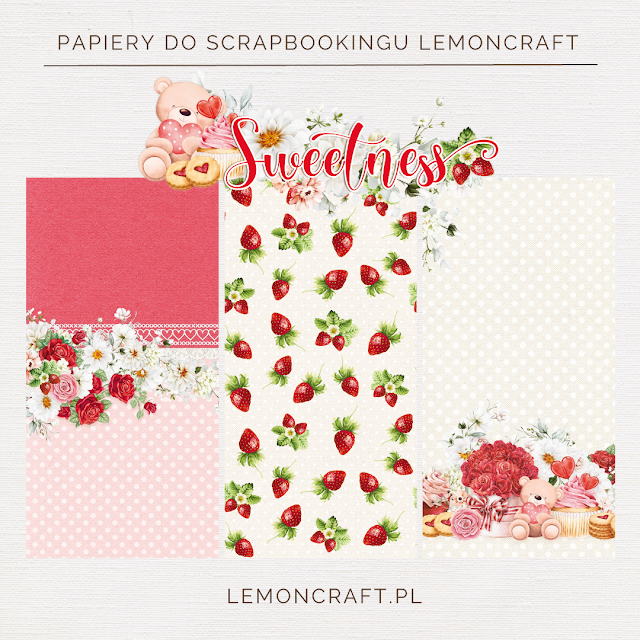 Lemoncraft SWEETNESS - czerwony papier do scrapbookingu