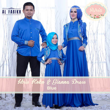 Model Baju  Lebaran Keluarga  Warna  Biru  Couple Eksklusif 