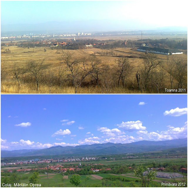 Hotarel, Bihor, Romania colaj primavara vs toamna ; satul Hotarel comuna Lunca judetul Bihor Romania