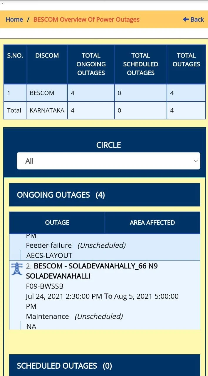 Urja Mitra app for Power Outage information