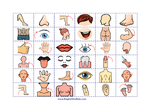 Body parts game - images cards - printable dice game for EFL and ESL students
