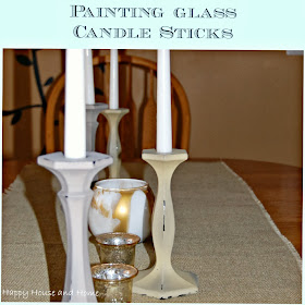 painting glass, painting candlesticks, chippy candlesticks, distressed candlesticks