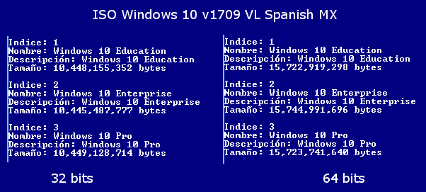 Windows 10 1709 VL Espanol MX