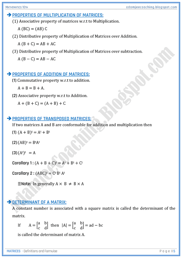 matrices-definitions-and-formulae-mathematics-10th