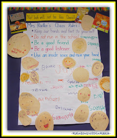 "No David!" Anchor Chart for School Behaviors + Expectations at RainbowsWithinReach