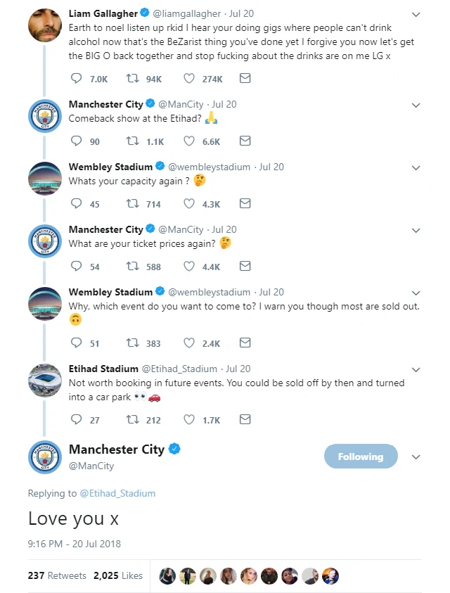 Manchester City claim the bragging rights in an hilarious Twitter exchange with Wembley Stadium