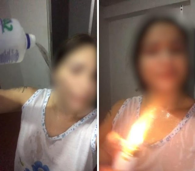 Mulher coloca fogo no próprio corpo após traição; veja vídeo