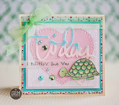 SRM Stickers Blog - Turtle Love by Michele - #clearstamps #card #janesdoodles #glitter 